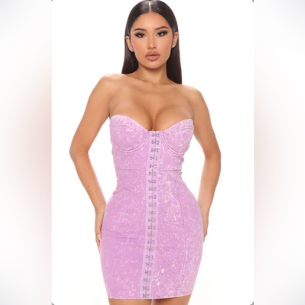 Purple denim wash dress, Fashion Nova